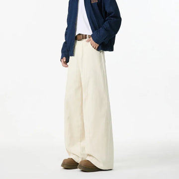Beige Corduroy Pants Men Fashion Retro Casual Pants Men Streetwear Korean Loose Wide Leg Pants Mens Vintage Trousers M-3XL